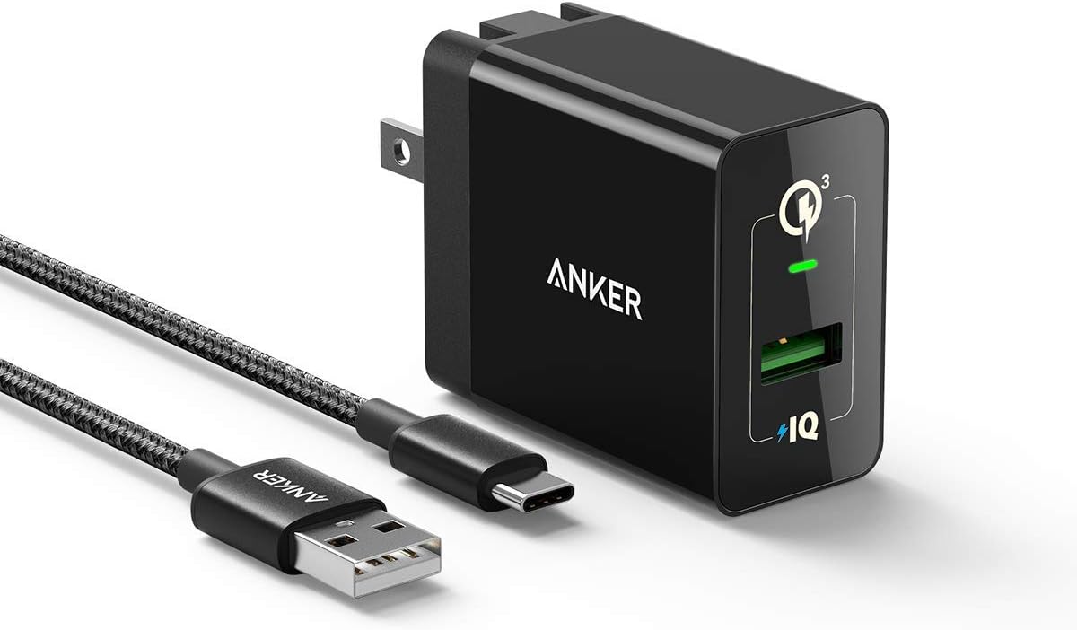 Quick Charge 3.0, Anker 18W Wall Charger (Quick Charge 2.0 Compatible) Powerport+ 1 for Wireless Charger, Galaxy S10e/S10/S9, Note 9/8, LG G7, iPhone and More (USB-A to USB-C Cable Included) Quick Charge 3.0, Anker 18W Wall Charger (Quick Charge 2.0 Compatible) Powerport+ 1 for Wireless Charger, Galaxy S10e/S10/S9, Note 9/8, LG G7, iPhone and More (USB-A to USB-C Cable Included)